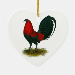 Amerikanischer Gamecock: Braunrot Keramik Ornament