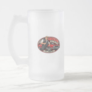 Amerikanischer Garage Full Throttle Zwei-Seiten-De Mattglas Bierglas