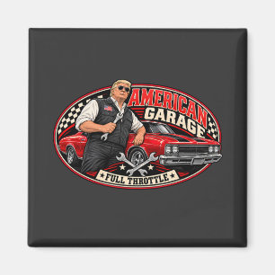 Amerikanischer Garage Vollgas Quadrat Magnet