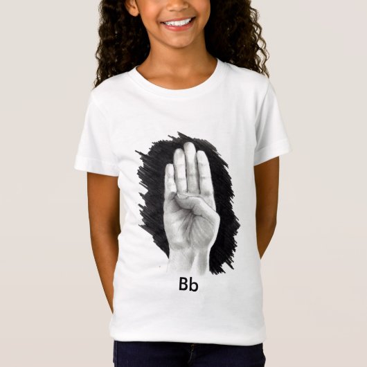 AMERIKANISCHER GEBÄRDENSPRACHE-BUCHSTABE "B " T-Shirt (Vorderseite)