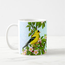 Amerikanischer Goldfinch-Vogel in der Kaffeetasse