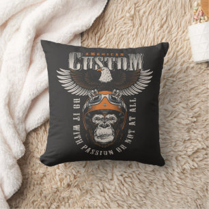 Amerikanischer Gorilla-Motorrad-Vintage-Biker-Adle Kissen