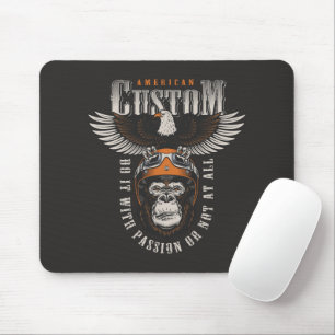 Amerikanischer Gorilla-Motorrad-Vintage-Biker-Adle Mousepad