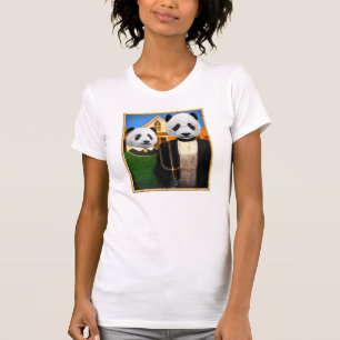 Amerikanischer gotischer Panda mit Bambusrahmen T-Shirt