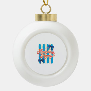 Amerikanischer Honig Patriotischer Bogen Vintage-S Keramik Kugel-Ornament