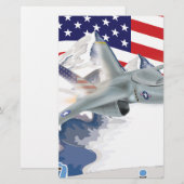 Amerikanischer Kampfflugzeug Briefpapier (Vorne/Hinten)