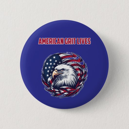 Amerikanischer Kampfgeist lebt Patriotische Stärke Button (Vorderseite)