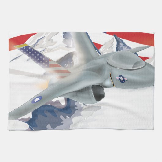 Amerikanischer Kampfjet Geschirrtuch (Horizontal)