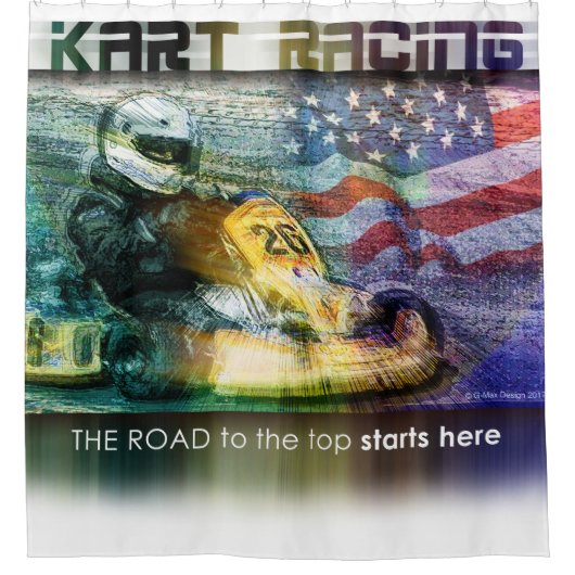 Amerikanischer Karting Duschvorhang (Vorderseite)