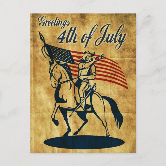 Amerikanischer Kavalleriesoldat, der auf einer Pfe Postkarte (Vorderseite)