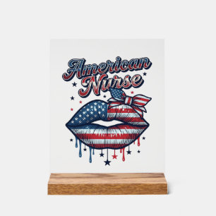 Amerikanischer Krankenpfleger Patriotische Lippen  Acrylschild