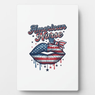 Amerikanischer Krankenpfleger Patriotische Lippen Fotoplatte