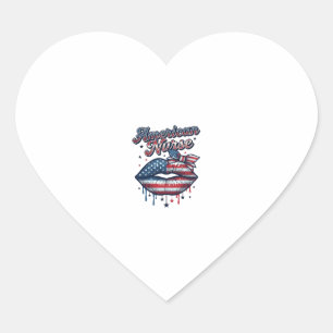 Amerikanischer Krankenpfleger Patriotische Lippen  Herz-Aufkleber