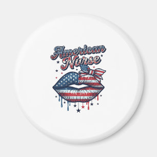 Amerikanischer Krankenpfleger Patriotische Lippen  Magnet