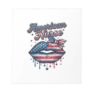 Amerikanischer Krankenpfleger Patriotische Lippen  Notizblock