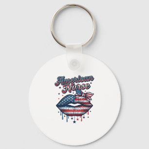 Amerikanischer Krankenpfleger Patriotische Lippen  Schlüsselanhänger