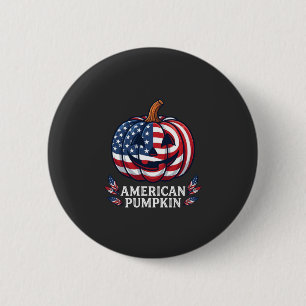 Amerikanischer Kürbis Halloween USA-Flagge Sterne Button