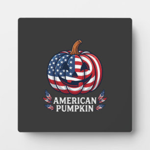 Amerikanischer Kürbis Halloween USA-Flagge Sterne  Fotoplatte