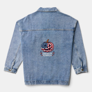 Amerikanischer Kürbis Halloween USA-Flagge Sterne Jeansjacke