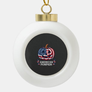 Amerikanischer Kürbis Halloween USA-Flagge Sterne Keramik Kugel-Ornament