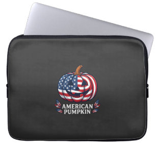 Amerikanischer Kürbis Halloween USA-Flagge Sterne Laptopschutzhülle