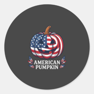 Amerikanischer Kürbis Halloween USA-Flagge Sterne  Runder Aufkleber