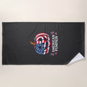 Amerikanischer Kürbis Halloween USA-Flagge Sterne  Strandtuch