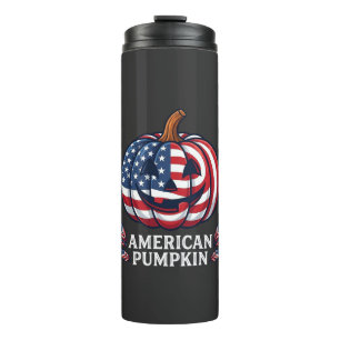 Amerikanischer Kürbis Halloween USA-Flagge Sterne Thermosbecher