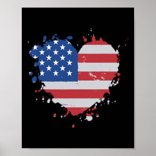 Amerikanischer Ld Adler und Wolf USA-Flagge 4. Jul Poster