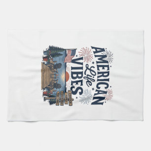 Amerikanischer Lebensstil Vibes Patriotischer See Geschirrtuch