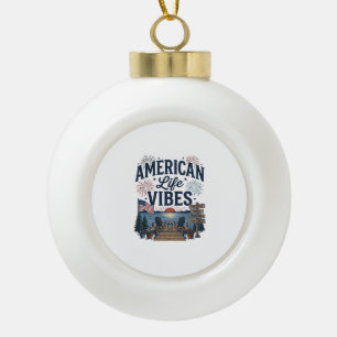 Amerikanischer Lebensstil Vibes Patriotischer See  Keramik Kugel-Ornament