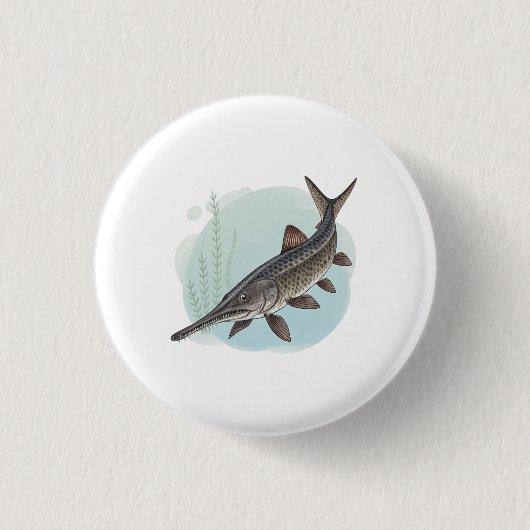 Amerikanischer Löffelstör Button (Vorderseite)