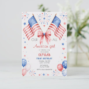 Amerikanischer Mädchentag zum ersten Geburtstag am Einladung
