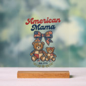 Amerikanischer Mama Patriotischer Bär Patchwork Ve Acrylschild (Neutral)