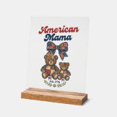 Amerikanischer Mama Patriotischer Bär Patchwork Ve Acrylschild (Winkel)