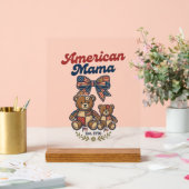 Amerikanischer Mama Patriotischer Bär Patchwork Ve Acrylschild (Hochzeit)
