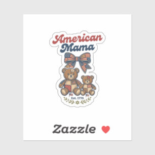 Amerikanischer Mama Patriotischer Bär Patchwork Ve Aufkleber