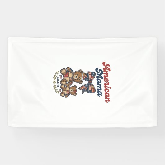 Amerikanischer Mama Patriotischer Bär Patchwork Ve Banner (Horizontal)