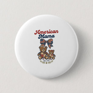 Amerikanischer Mama Patriotischer Bär Patchwork Ve Button