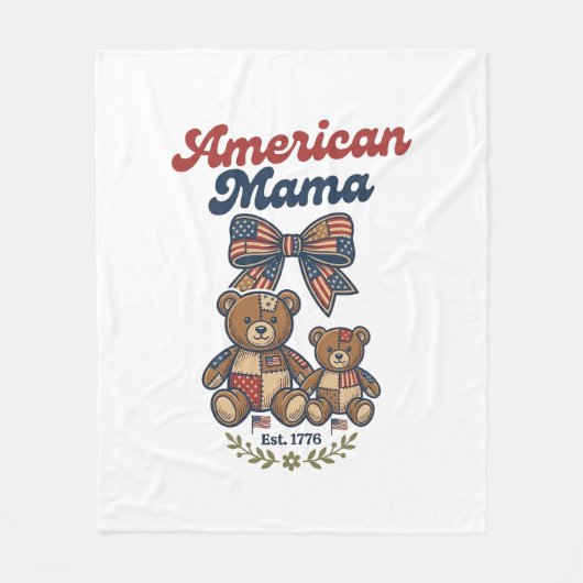 Amerikanischer Mama Patriotischer Bär Patchwork Ve Fleecedecke (Vorderseite)