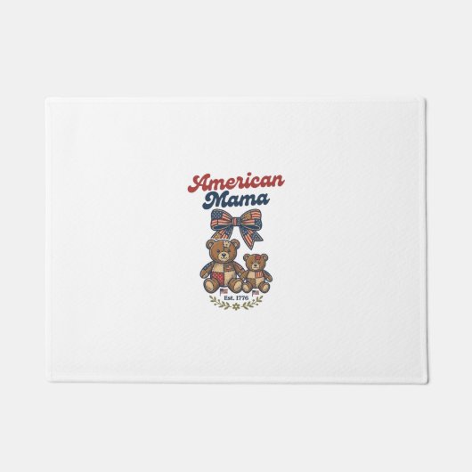 Amerikanischer Mama Patriotischer Bär Patchwork Ve Fußmatte (Vorderseite)