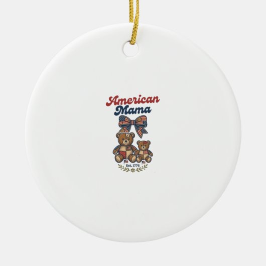 Amerikanischer Mama Patriotischer Bär Patchwork Ve Keramik Ornament (Vorne)