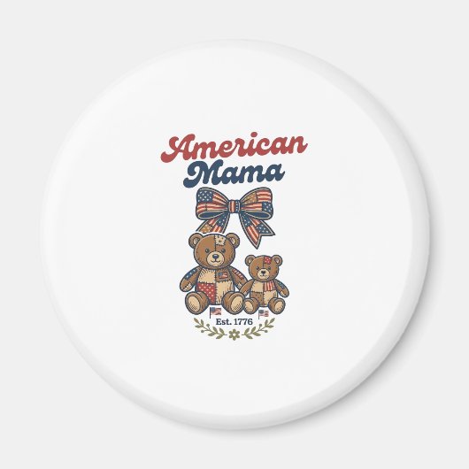 Amerikanischer Mama Patriotischer Bär Patchwork Ve Magnet (Vorne)