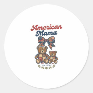 Amerikanischer Mama Patriotischer Bär Patchwork Ve Runder Aufkleber