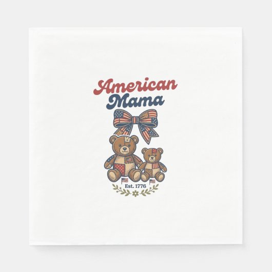 Amerikanischer Mama Patriotischer Bär Patchwork Ve Serviette (Vorderseite)