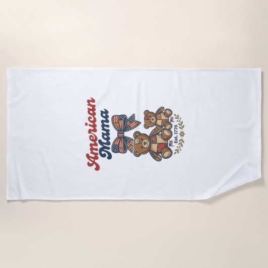 Amerikanischer Mama Patriotischer Bär Patchwork Ve Strandtuch (Vorderseite)