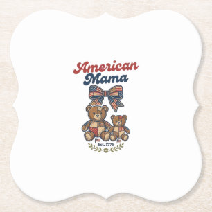Amerikanischer Mama Patriotischer Bär Patchwork Ve Untersetzer