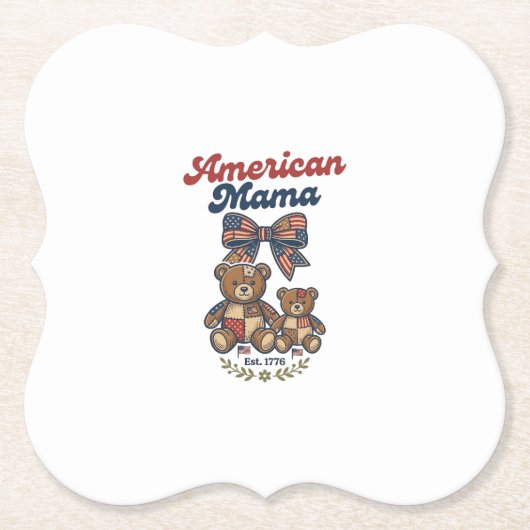 Amerikanischer Mama Patriotischer Bär Patchwork Ve Untersetzer (Vorderseite)