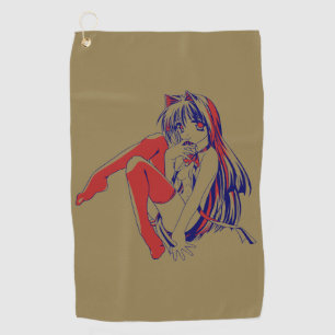 Amerikanischer Manga Neko Catgirl Kawaii Anime Golfhandtuch