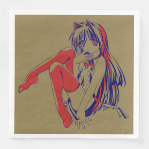 Amerikanischer Manga Neko Catgirl Kawaii Anime Serviette
